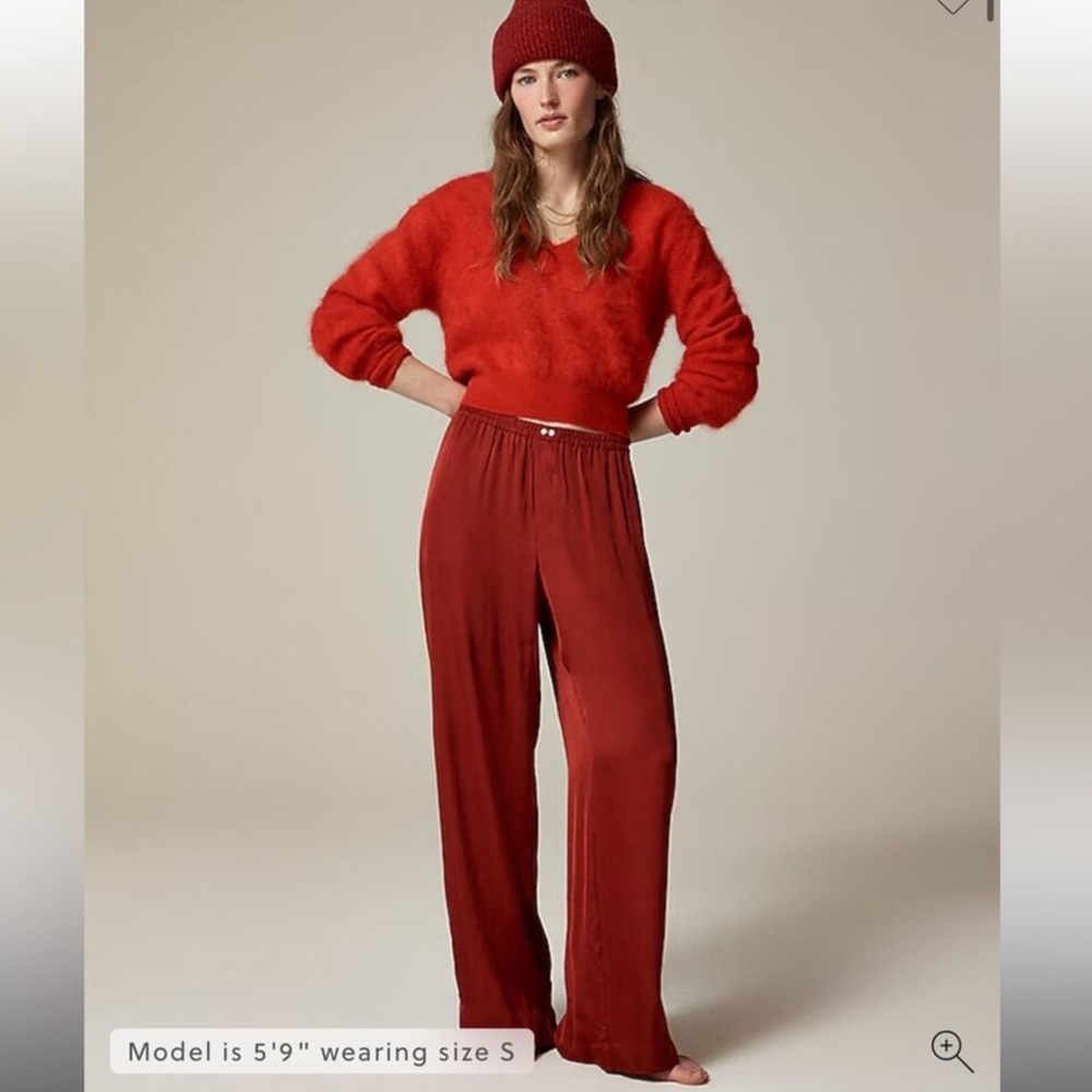 NWT J.Crew Red Soft shine pajama pant Sz XS Stained patch over or wear big shirt